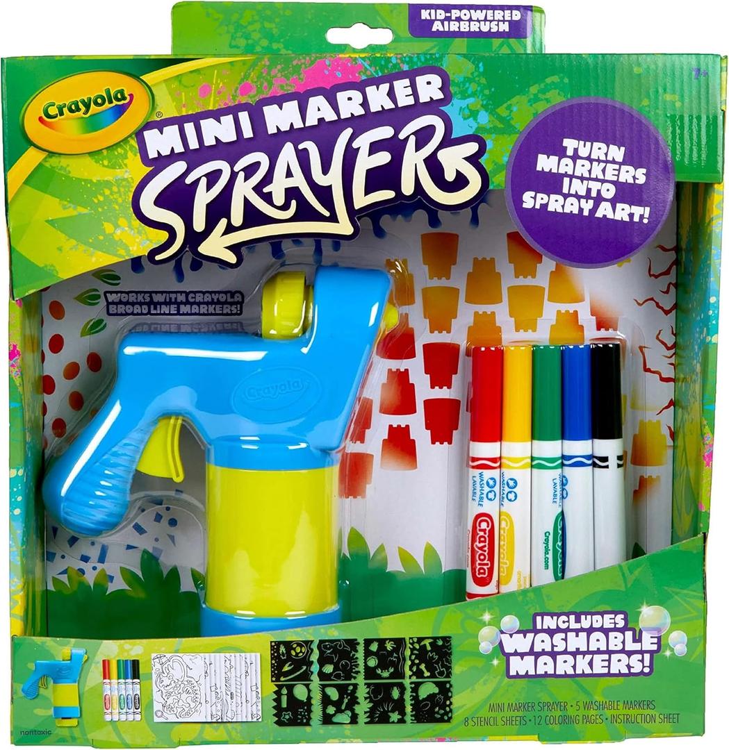 Crayola Mini Marker Sprayer, Marker Airbrush Kit, Gift for Kids, 7, 8, 9, 10