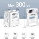 Delxo 13" Folding Step Stool for Kids and Adults, Non-Slip Foldable Step Stools with Handle,Plastic Portable Folding Stool for Bathroom,Bedroom,Kitchen,Hold up to 300lbs White