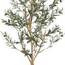 Realead 7ft Olive Trees Artificial Indoor, Tall Faux Olive Tree Plant for Modern Home Office Decor, Fake Potted Olive Silk Tree with Branches and Fruits
