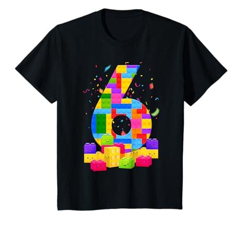 6 Years Old Builder Boy Girl Building Blocks 6th Birthday T-Shirt XS Black