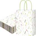 Marspark 24 Pcs Spring Wildflower Paper Gift Bags for Wedding Bridal Baby Shower Engagement Birthday Party Supplies Floral Treat Bag with Handles Candy Goodie Bags for Guests