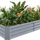 Galvanized Raised Garden Bed Kit for Vegetables, Galvanized Large Metal Planter Raised Garden Boxes Outdoor(Modern Grey) 6×3×1ft 
