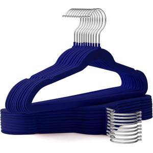 Kids Hangers 50 Pack,14 Inch Kids Velvet Hangers Slim & Space-Saving,Baby Clothes Hangers with 360 Swivel Hook,Heavy Duty Hanger for Infant & Childrens Coats, Pants,and Dress (Dark Blue)