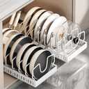 pots and pans organizer under cabinet,pot lid organizers inside cabinet holders for kitchen,Horizontal and vertical pulling modes,cast iron storage (White vertical pull-out)