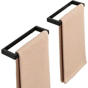 Alise 8'' Hand Towel Holder,Black Towel Bar for Bathroom Wall Mount, Black, 2 Pack