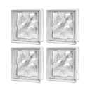 4 Packs-7.48"x7.48"x3.54" High Transparency Cloud and Mist Patterned Square Hollow Glass Brick - Used in Building Fields Such as Restaurant partitions,bathrooms,and for DIY Lighting fixtures etc