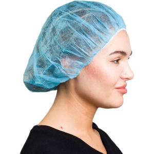 Unisex Polypropylene Bouffant Caps [100 | 1000 | BLACK | WHITE | BLUE | RED |ORANGE | GREEN | 21" | 24" | 28"] (Medium (21 Inch))