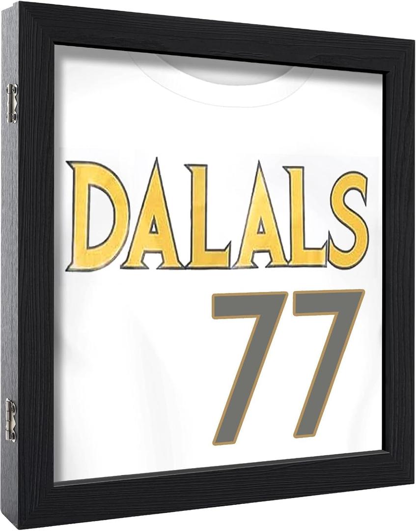 1 Pack 13" x 13" T-Shirt Display Frame Jersey Frame Display Case with UV Protection Acrylic, 1" Depth of Usable Space Shadow Box, Black Wood Display Case for Shirts, Jerseys, Memorabilia