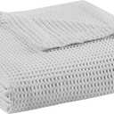 Madison Park 100% Cotton Blanket, Trendy Woven Waffle Weave Design, All Season, Lightweight, Breathable, Soft and Cozy Casual Summer Cover, for Bed, Couch and Sofa, Twin(66 in x 90 in), Grey