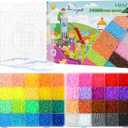 LIHAO 2.6mm Mini Fuse Beads Kit for Crafts, 24000 pcs 48 Colors Fuse Beading Kit Multicolored Iron, Great Supplies for Fuse Beads Artist