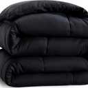 Casa Platino Queen Size Black Comforter - Soft & Breathable Duvet Insert with 8 Tabs - Comfy & Cozy All Season Queen Bedding Comforter - Down Alternative Luxury Quilted Bed Comforters - 88"x88", Black