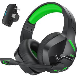 BINNUNE Wireless Gaming Headset for Xbox Series X/S, Xbox One, PS5, 120H Ultra-Long Battery, Bluetooth 5.3 Gaming Headphones with Noise-Canceling Mic, Comfortable Over-Ear Headphones,Green