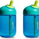 Munchkin Perfect Angle Straw Cups Toddlers 1-3 - Spill Proof Sippy Cups with Soft, Ergonomic Straw, BPA-Free, 10 Ounce, 2 Pack, Dark Blue
