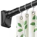 Shower Curtain Rod (27–47 Inch) Spring Loaded curtain rod, No-Drill, Non-Slip, Stainless Steel & Rust-Resistant Telescopic Pressure Mounted Curtain Rods for Bathroom, Window, Closet, Bedroom