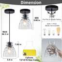 6" Mini Hammered Glass Black Pendant Lights Kitchen Island Lighting 2 Pack, D5.9"