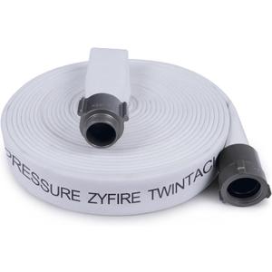 ZYfire Fire Hose - 1-1/2" ID x 50 FT Double Jacket EPDM Firefighter Hose with M x F NPSH Aluminum Couplings 1200 PSI Burst Pressure Lightweight for Firefighting & Residential Use