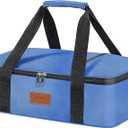 Insulated Casserole Carrier - Single Layer Design, Thermal Bag for Hot&Cold Food Transport, Fits 9x13 Casserole Dish, Leak-Proof, Durable Nylon, Zip Pockets,Navy Blue