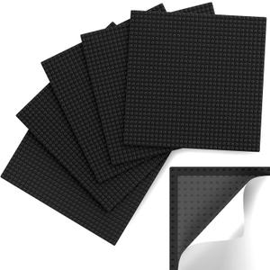 Pokiiulk Classic Baseplates, Peel and Stick Base Plates for Building Bricks, Compatible with Major Brands, Self-Adhersive Base for Bricks 10" x 10", 6 Pack, Black