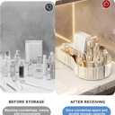 DASITON Large Capacity Makeup Organizer,5 Slot Makeup Brush Holder,Vintage Striped Make Up Brush Holder,for Vanity Decor,Bathroom Countertops,Desk Storage Container,Cosmetic Display Cases(Clear)