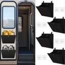 PUGPIU RV Camper Shoe Storage 4 Pack - Foldable Wall Mounted Shoe Rack Organizer - Self-Adhesive Rv Shoe Holder - Space Saving for Camper Essential Home Travel with Deep Pocket Fit 1 Pair Shoes, Black