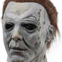 Spooky Halloween Michael Myers Mask, Scary Halloween Mask with Glowing Green Eyes, Creepy Cosplay Mask, Perfect for Gothic Themed Parties