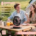 FRIZCOL 3-in-1 Camping Fan - Portable Fans Rechargeable - 24000mAh Battery Powered Fan with Light for Indoor, Outdoor, Tent, Travel, Fishing, Jobsite, Gifts for Men Dad Him - Pink