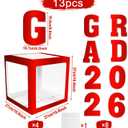2026 Graduation Decorations - 4Pcs red Balloon Boxes with Letters 2026&Grad for Preschool Kindergarten Middle High School College Graduation Party Decorations Class of 2026, Red