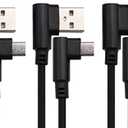 AAOTOKK 3 Ft 90 Degree Micro USB Cable Right Angle USB 2.0 Micro Male Nylon-Braided Fast Sync & Charging Cord Compatible with Android, Samsung, LG,Huawei, Smartphones & More(Black/3-Pack)