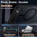 2 x Magnetic Stand for iPhone 14 Pro Case Compatible with MagSafe [Stand & Wireless Charging 2in1] [Flush Hidden Kickstand] [Military Shockproof] Slim Translucent Matte Silicone, Black