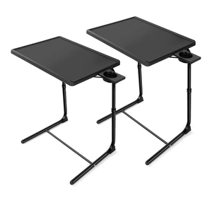 HUANUO Adjustable TV Tray Set of 2 - TV Dinner Tray on Bed & Sofa, Comfortable TV Tray Table with 6 Height & 3 Tilt Angle Adjustments (2 Pack)