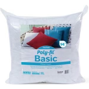 Poly-fil Fairfield Basic Pillow Inserts, Ideal for Decorative Pillows, Travel Pillows, and Home Decor, Zippered, Non-Woven Cover, Spot Clean, 14” Square, White