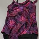 Tempt Me Women One Piece Mesh Swimsuits Tummy Control Swimwear (Small, Purple Leaf)