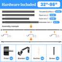 Curtain Rods for Windows 32-90 Inch, 1 Inch Adjustable Black Curtain Rod Set with Brackets, Easy Install