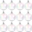 Jutom 48 Pcs Christmas Iridescent Ornaments Ball Clear Plastic Bubbles Cauldron Halloween Hanging Ornament Balls Bulk Wedding Decorative Rainbow Hanging Craft for DIY Witch Magic Pot (1.18 Inch)