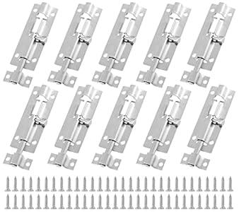 Jiozermi 10 Packs Barrel Bolt Latch, 3" Length and 1" Wide Slide Latch Lock, Stainless Steel Gate Latch with Mounting Screws