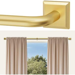 Adjustable Blackout Curtain Rods 16-28 Inch,1 Inch Diameter Heavy Duty Wrap Around Steel Drapery Rod for Small WindowsDoors, Gold