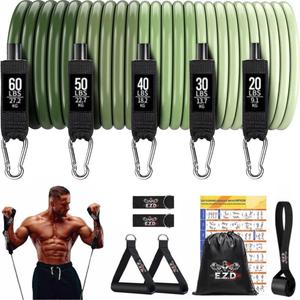 Resistance Bands Set, 200 lbs Heavy Duty Exercise Bands by EZD, Includes Handles, Door Anchor and Ankle Straps, for Home Workout, Strength Training, Physical Therapy, Full Body Workout