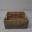 Storage Baskets for Organizing, Recyclable Paper Rope Basket with Wood Handles, Decorative Hand Woven Basket Organizers for Makeup Books Shelves Living Room