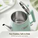 Hazel Quinn Electric Kettle - 1L/34oz Small Tea Kettle, 800W Fast Boil, All 304 Stainless Steel Interior, Double Wall for Cool Touch and Thermal, Auto Shut-Off, BPA-Free, Cordless - Mint Green