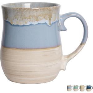Bosmarlin Extra Large Ceramic Coffee Mug, 26 Oz, Dishwasher and Microwave Safe, Big Oversized Tea Cup, Reactive Glaze (Light blue)