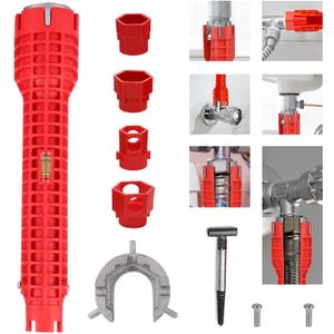 Tap Spanner Tool, 14-in-1 Multi-Functional Faucet Wrench, Comfortable Grip, Anti-Slip, for Sink, Bathroom & Kitchen Plumbing, Faucet Installation, Plumbing Repair Kita