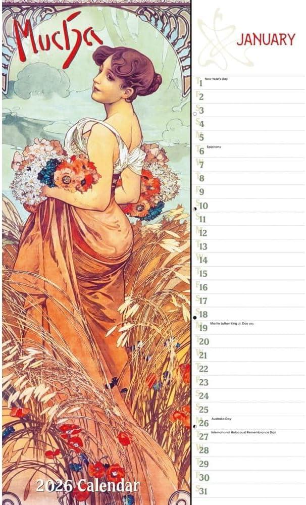 Gladstone Media, Mucha 2026 Large Wall Calendar
