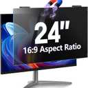Magnetic Computer Privacy Screen 24 inch, Hanging Privacy Screen for Computer Monitor for 16:9 Frameless Monitor, Eye Protection Anti Glare Anti Blue Light Filter (24 inch)