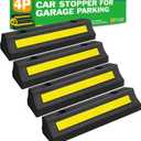 4 Pack Garage Parking Aid, 16.9'' Parking Stopper for Garage, Car Truck Curb Floor Parking Lot Wheel Tire Stops Bumpers with Reflective Yellow, Parking Gadgets Protects Garage Walls and Car