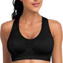 Racerback Sports Bras for Women with Pads - High Impact Athletic Tank Tops for Yoga and Workout Brassieres Bra (Black, XL)
