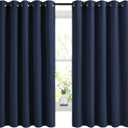 NICETOWN Blackout Curtains Panels for Bedroom, 2 Panels, 66 x 60 Inch, Navy, 3 Pass Microfiber Noise Reducing Thermal Insulated Solid Ring Top Blackout Window Drapes