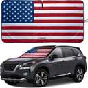 American Flag Windshield Sun Shade, High-Resolution Car Shield with Mirror Cut-Out for Automotive Interior Protection Heat Reduction, Folding Sunshade Storage Bag - Medium, Original