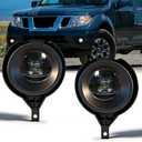 LED Fog Lights Assembly Compatible with 2005-2019 Nissan Frontier (Chrome Bumper Only), 6000K White LED Driving Fog Lamps with Wiring Harness and Switch, DOT SAE Certified, No External Bulbs Needed