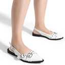 Greatonu Women's Slingback Flats for Women Ballerina Shoes Studs Buckle Flat Shoes Cross Strap Closed Toe Sandals Pointed Toe Ballet Flats Casual Party Dressy Shoes (8)