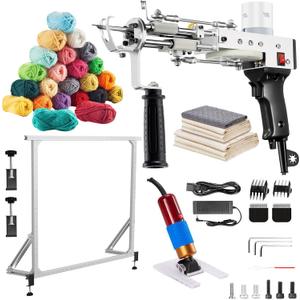 BESGEER Tufting Gun Starter Kit with Metal Frame - 2 in 1 Cut & Loop Pile Carpet Gun, Rug Tufting Gun Kit with Carpet Trimmer Kit and Tufting Frame (Black)